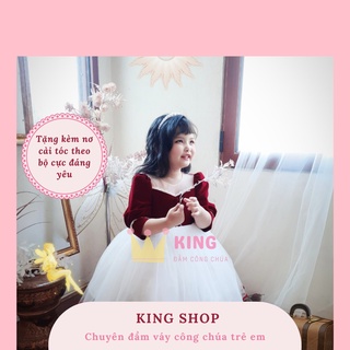 Váy công chúa mùa đông nhung loại 1 yếm kiểu bé gái đầm liền thân sang trọng