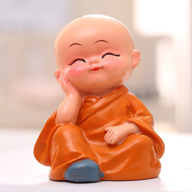 Tượng Chú Tiểu Hoạt Hình Bằng Nhựa Resin Dùng Trang Trí Xe Hơi