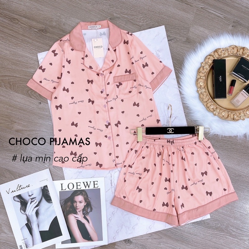 [Hot Hot] Bộ lụa sam - choco bộ lụa đùi cao cấp lụa mịn bộ mặc nhà đẹp bộ pizama đùi