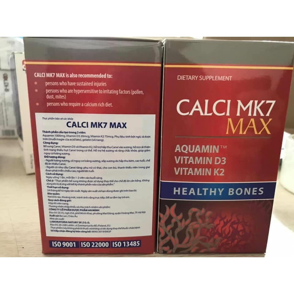 Calci MK7 Max – Bổ sung canxi hữu cơ phát triển chiều cao tối đa cho tuổi dậy thì (60 viên)