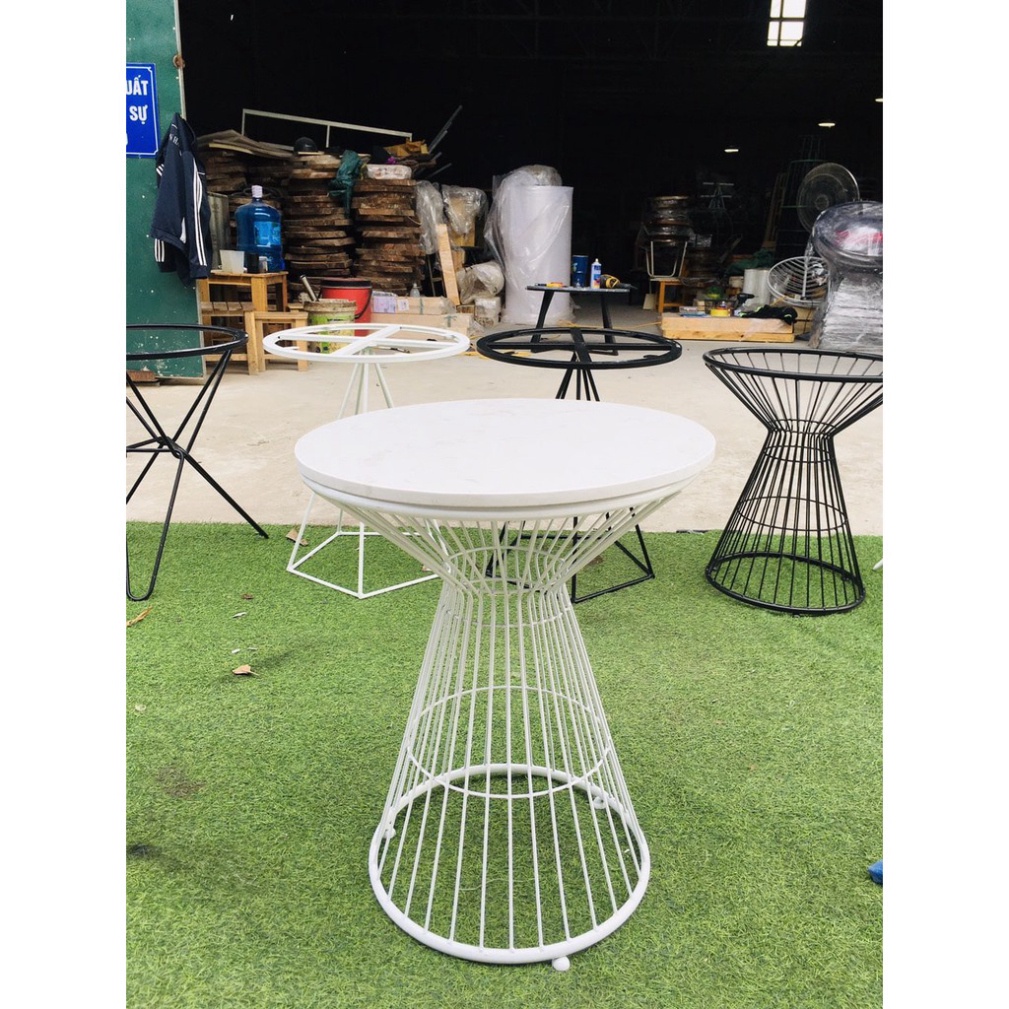 Bàn Trà Mặt Đá Chân Chùm Khung Kim Loại Cao Cấp Cho Phòng Khách, Quán Cafe, Ban Công, Để Ngoài Trời.