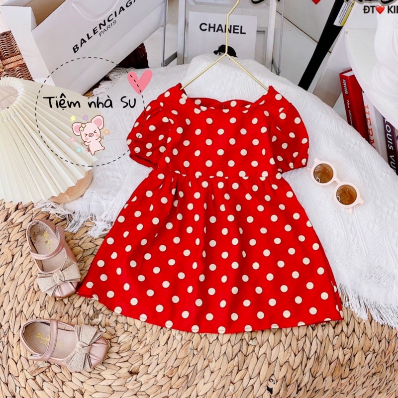 Váy xoè chấm bi cho bé gái phong cách Hàn quốc (08-16kg)