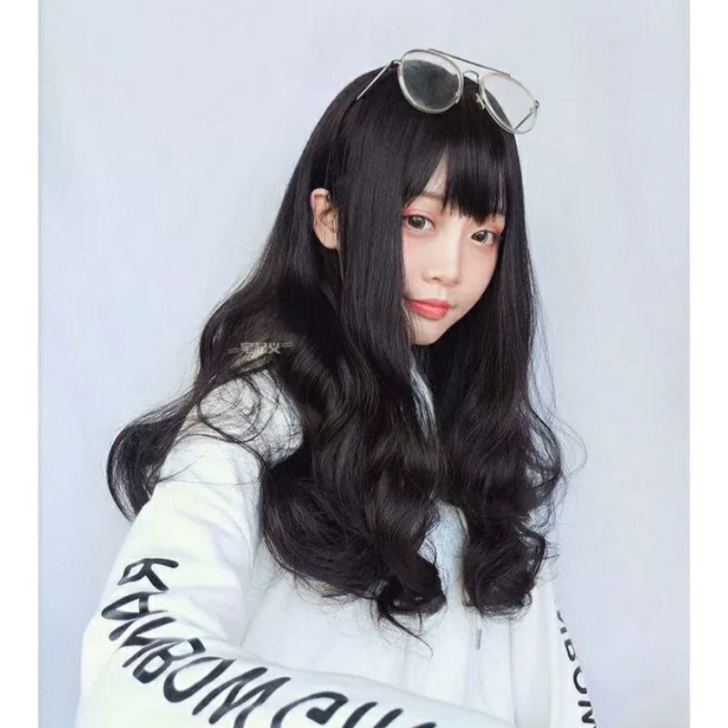 [Sẵn] Wig teen/lolita/cosplay đen xoăn 1574 - nguyên đầu nữ tính [Miu Cosplay]