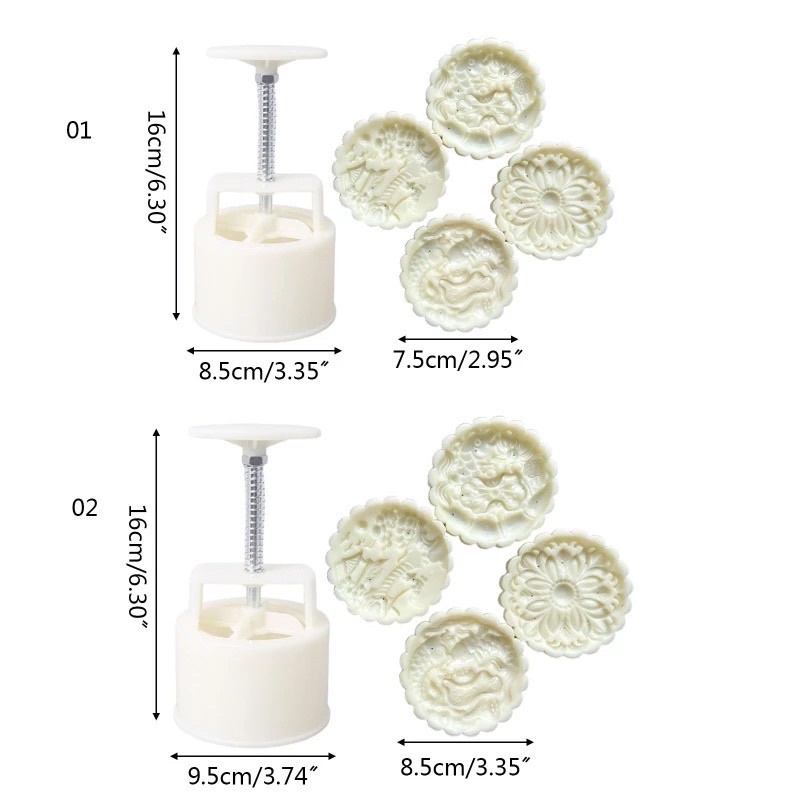 Khuôn trung thu lò xo 4 mặt hoa sen và cá 2022
