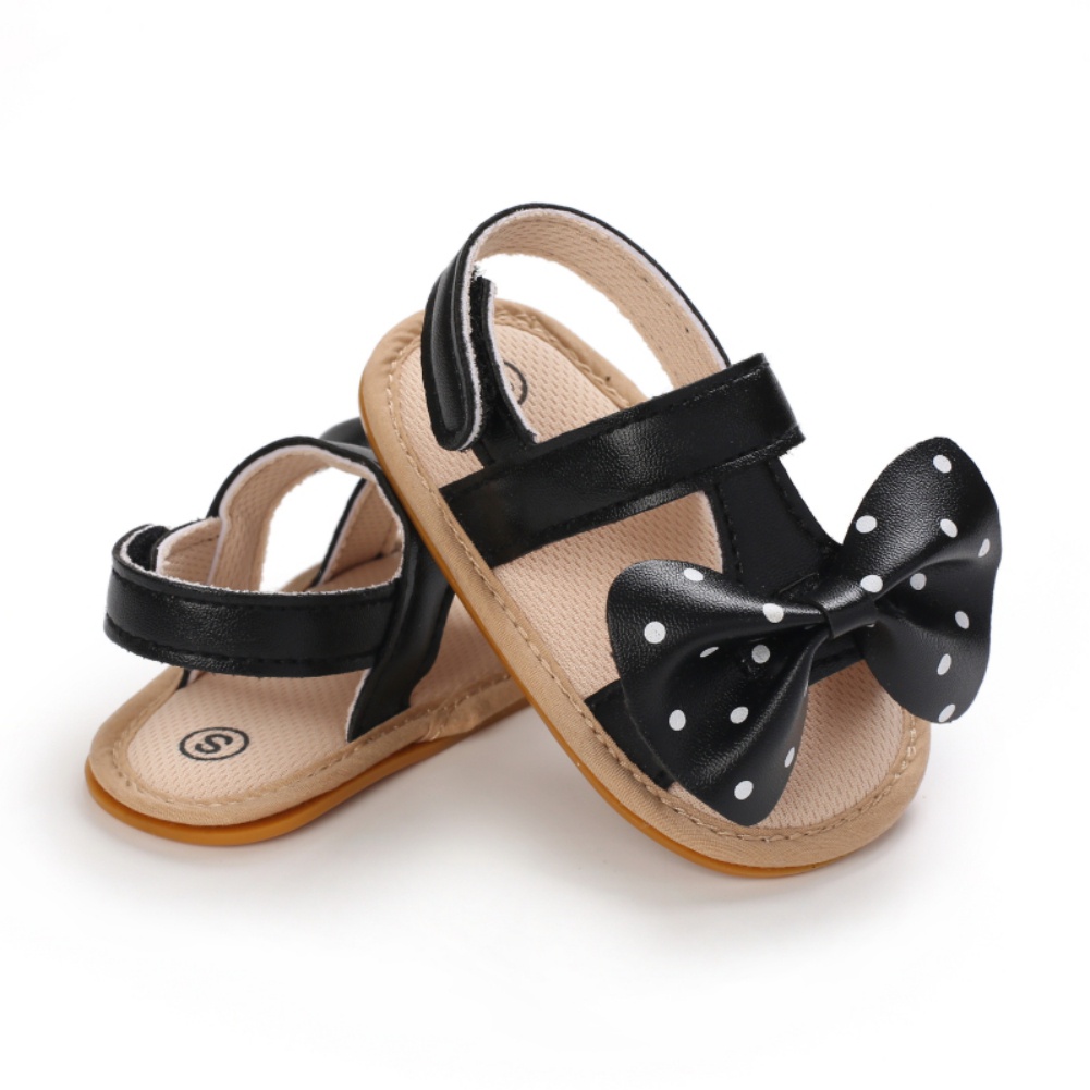 Giày sandal thắt nơ chấm bi chống trượt thời trang mùa hè cho bé tập đi