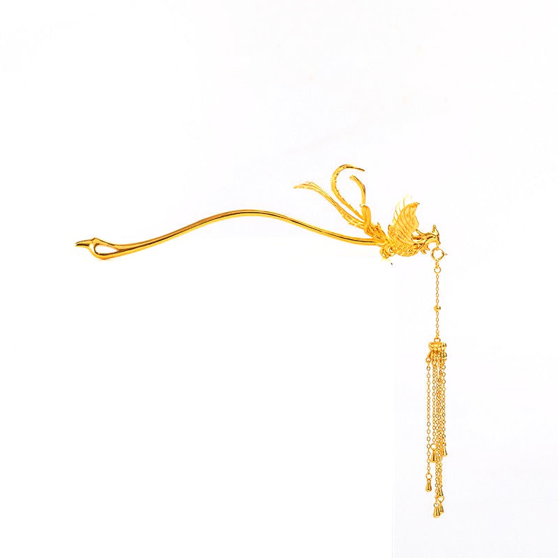 Kẹp Tóc Hình Chim Phượng Hoàng Bằng Bạc S925 Phối Tua Rua Phong Cách Trung Hoa Cổ Điển Dành Cho Cô Dâu