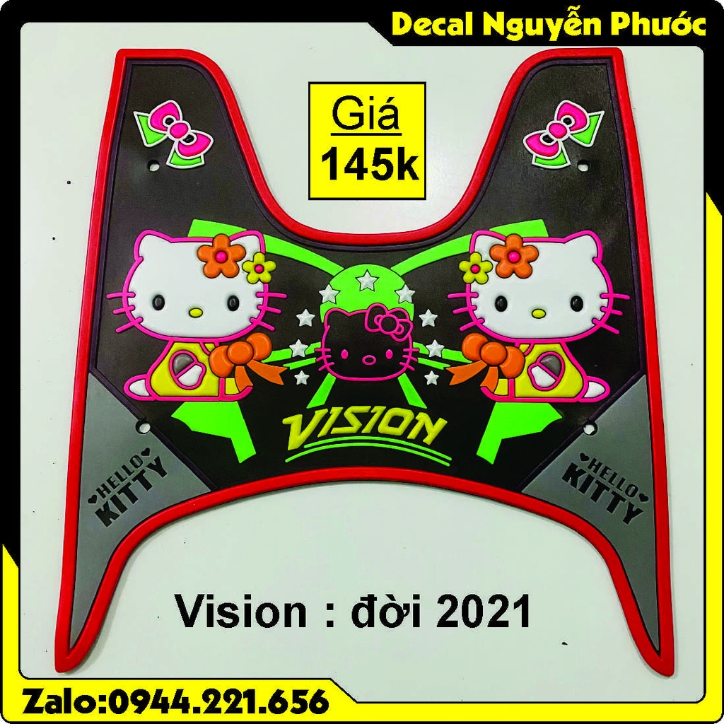 Thảm lót chân Vision 2014-2021 + tặng 1 tờ Sticker (dán xe - dán nón - dán đt đều đc, chống nước)