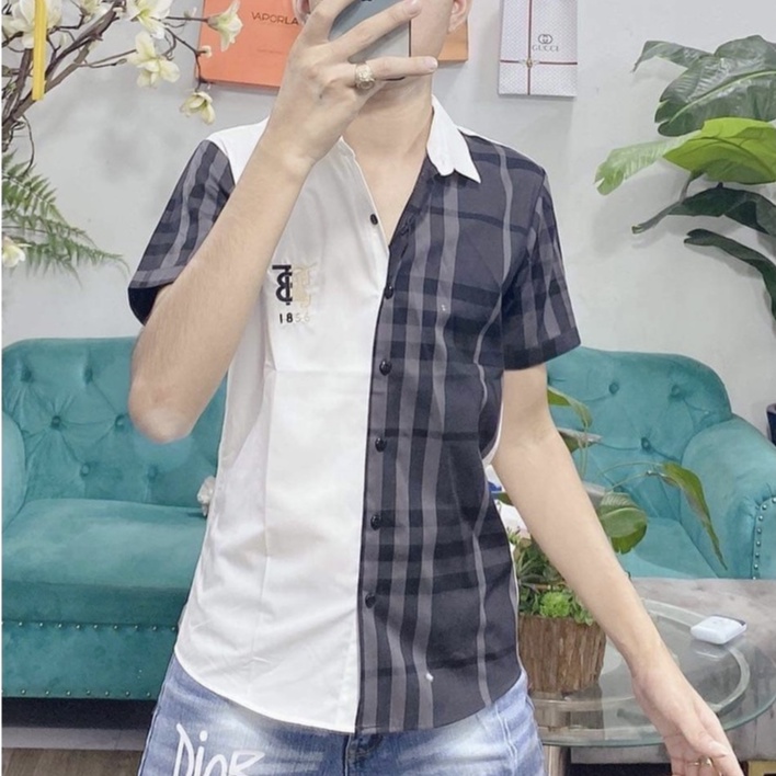 Áo Sơ Mi Nam Ngắn Tay vải lụa thoáng mát