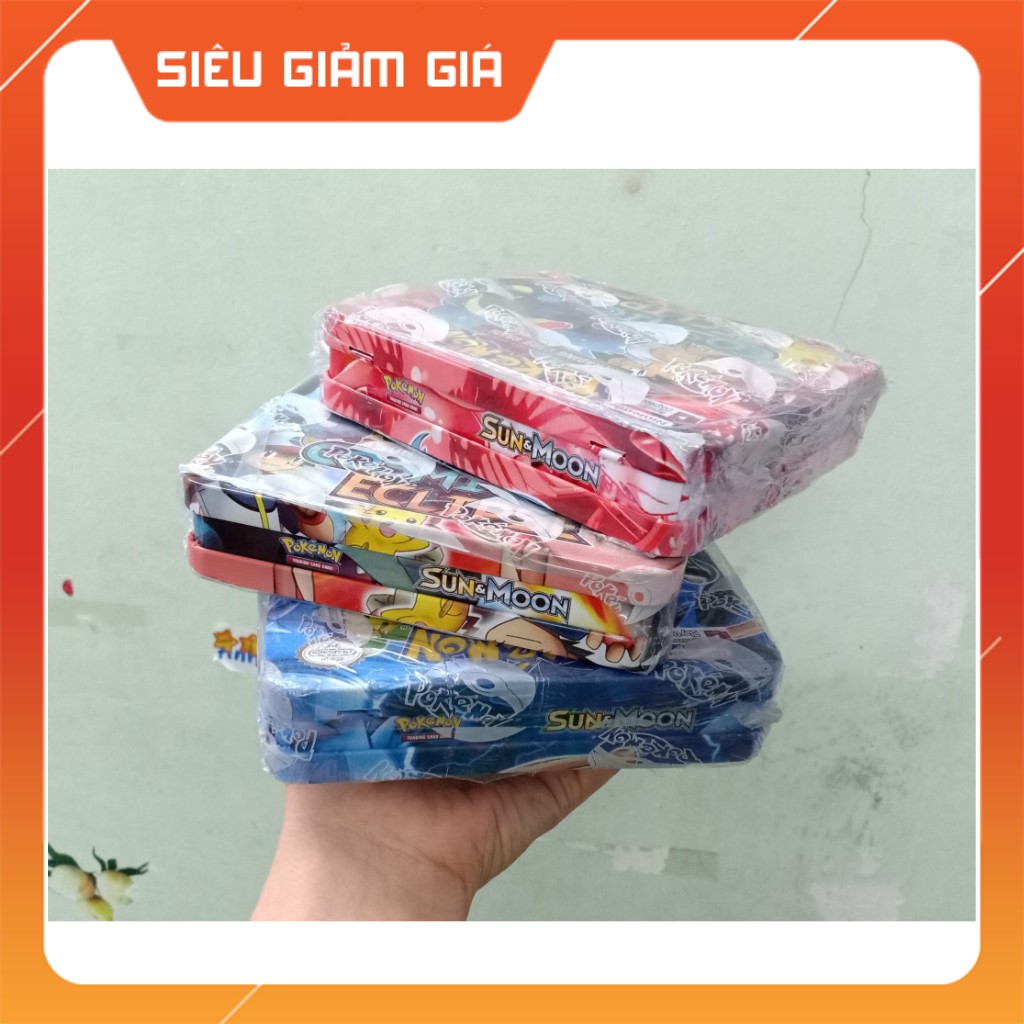 [SIZE 2] Bộ Bài Pokemon Hộp Sắt Hàng Siêu Đẹp Chuẩn - Size 2 Loại Đẹp 43 Thẻ Bài Và 3 Túi Thẻ Vip