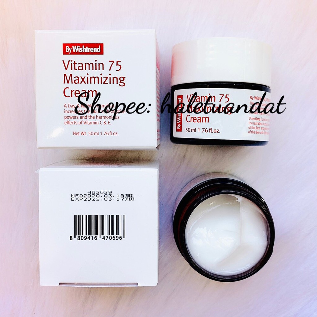 Kem Mặt Dưỡng Trắng Da 21.5 By Wishtrend Vitamin 75 Maximizing Cream 50ml + Salmon Oil Cream