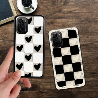 Ốp Xiaomi Redmi K40 / Redmi K40 Pro / K40 Gaming in hình trái tim caro đen trắng , hồng cute xinh xắn dễ thương