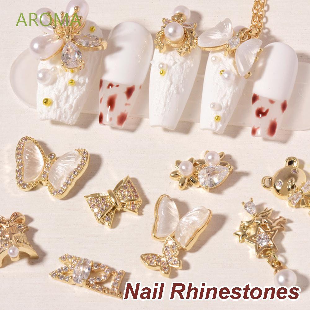 Đá đính zircon trang trí móng tay hình chú gấu lấp lánh sang trọng xinh xắn DIY