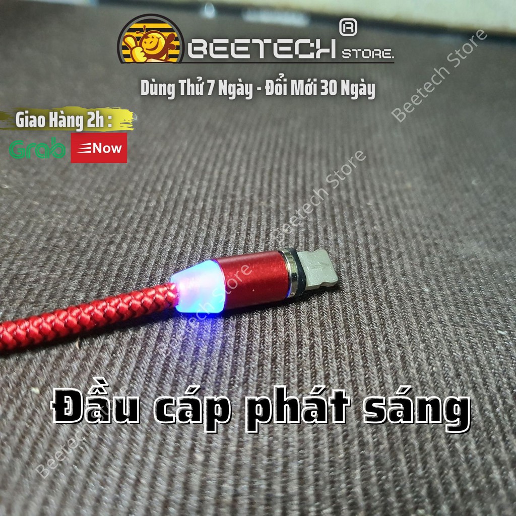 Cáp sạc nam châm 3 đầu (iPhone/MicroUSB/TypeC)  dây sạc xoay 360 độ  - Beetech