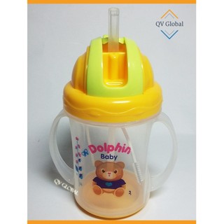 Bình tập uống Dolphin có tay cầm núm silicone 240ml