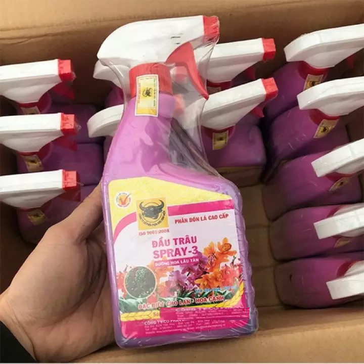 PHÂN BÓN LÁ ĐẦU TRÂU SPRAY 3 DƯỠNG HOA LÂU TÀN CHO HOA LAN, CÂY CẢNH 500ML
