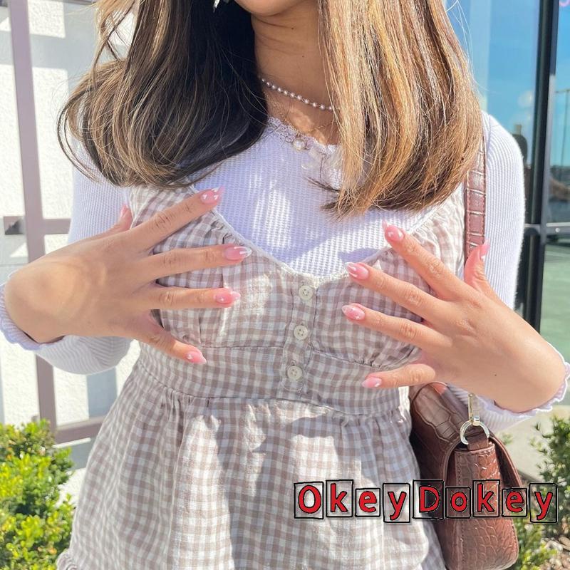 Áo hai dây nhún bèo cổ chữ v sâu viền bèo kẻ sọc caro màu trơn cho nữ y2k