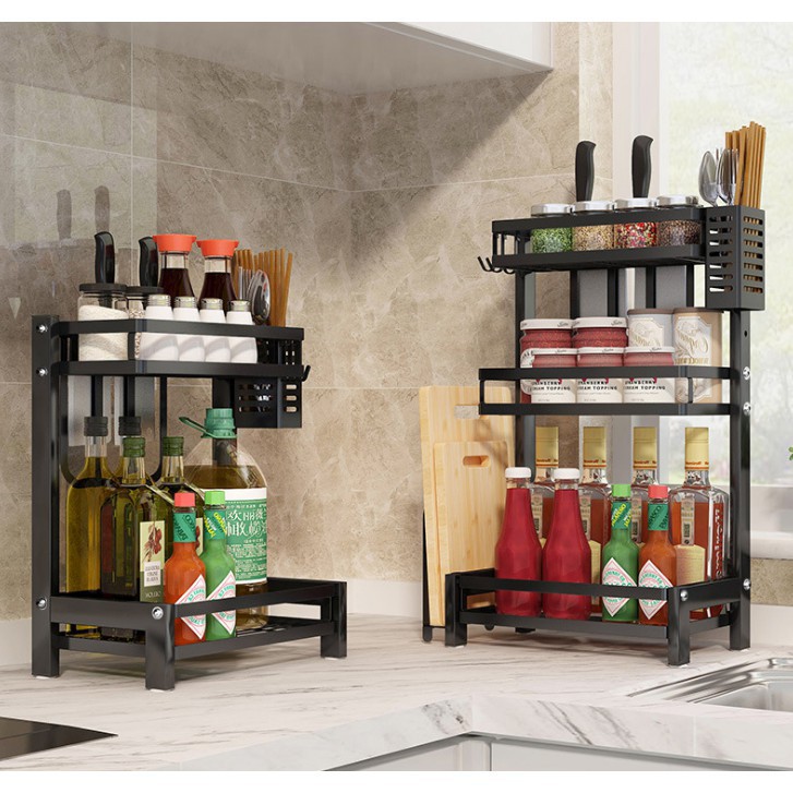 Kệ Gia Vị INOX sơn tĩnh điện Cao Cấp 2 tầng đủ phụ kiện