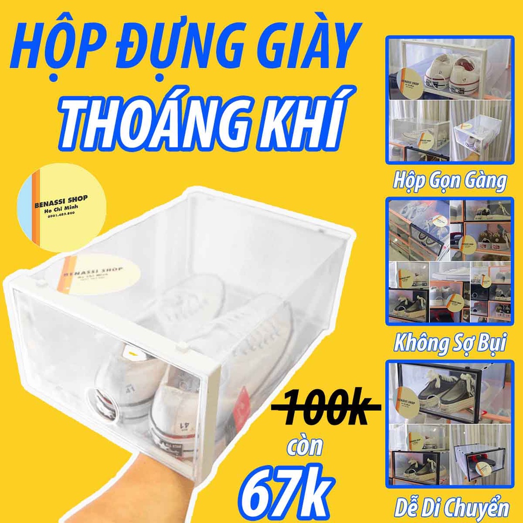 Hộp Đựng Giày Nắp Nhựa Cứng Trong Suốt Thoáng Khí Nhiều Màu benassihcm