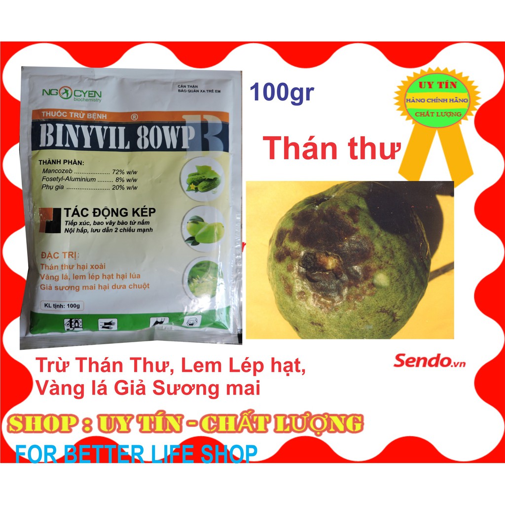 Trừ Thán Thư, Lem Lép Hạt, Vàng Lá, Giả Sương Mai Binyvil 100gr