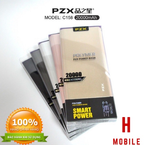 Sạc dự phòng 20000AH PZX C158 Vỏ bọc hợp kim siêu bền, kiểu dáng gọn đẹp