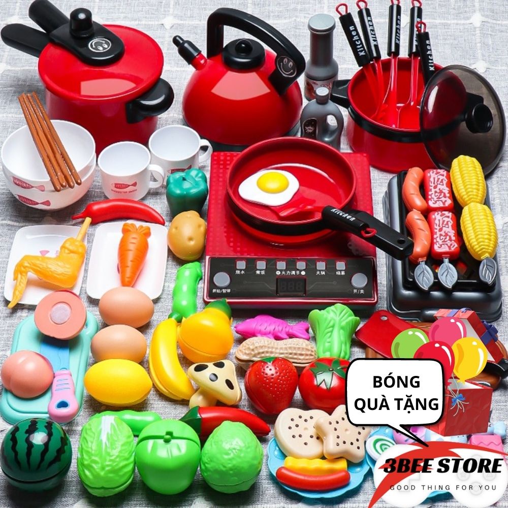 Bộ đồ chơi nấu ăn cho bé gái đồ chơi nhà bếp thông minh giáo dục cho bé 3 tuổi 3beehome SU001