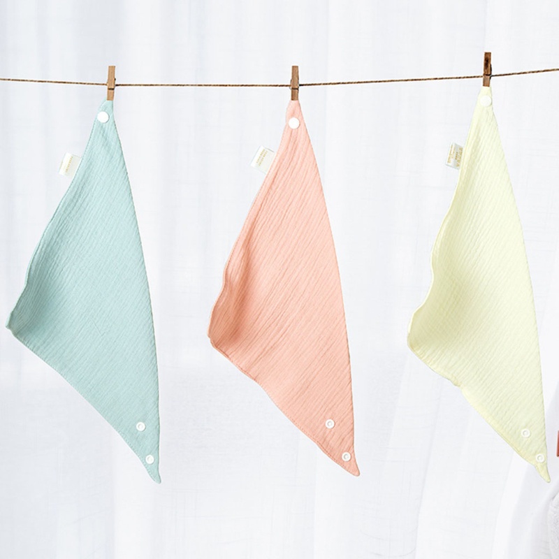 Yếm Ăn Cotton Mềm Mại Hình Tam Giác Có Nút Cài Dành Cho Bé Sơ Sinh