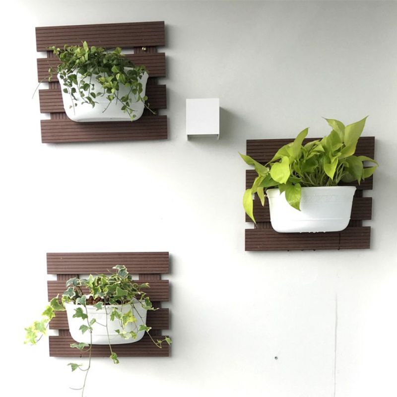 Chậu ốp tường trồng hoa cây cảnh- chậu treo Tường bán nguyệt trồng hoa cây cảnh hàng dày cỡ lớn 28x14x16cm