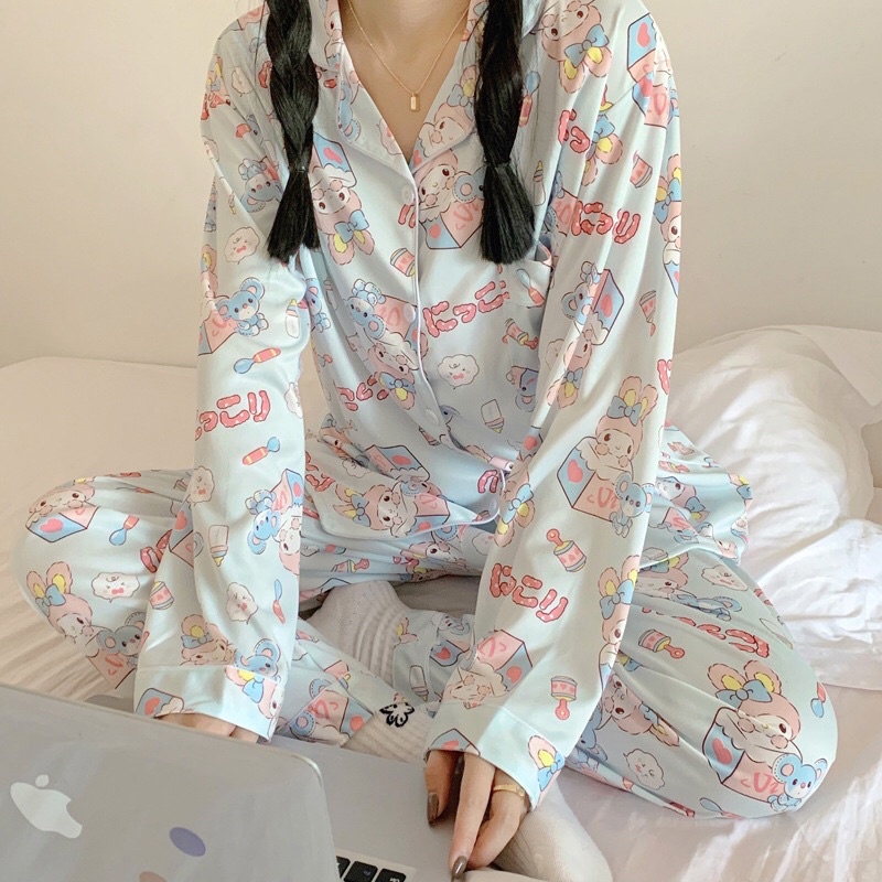 Set đồ ngủ pyjama dài hoạ tiết Mymelody và Cinamoroll hàn quốc