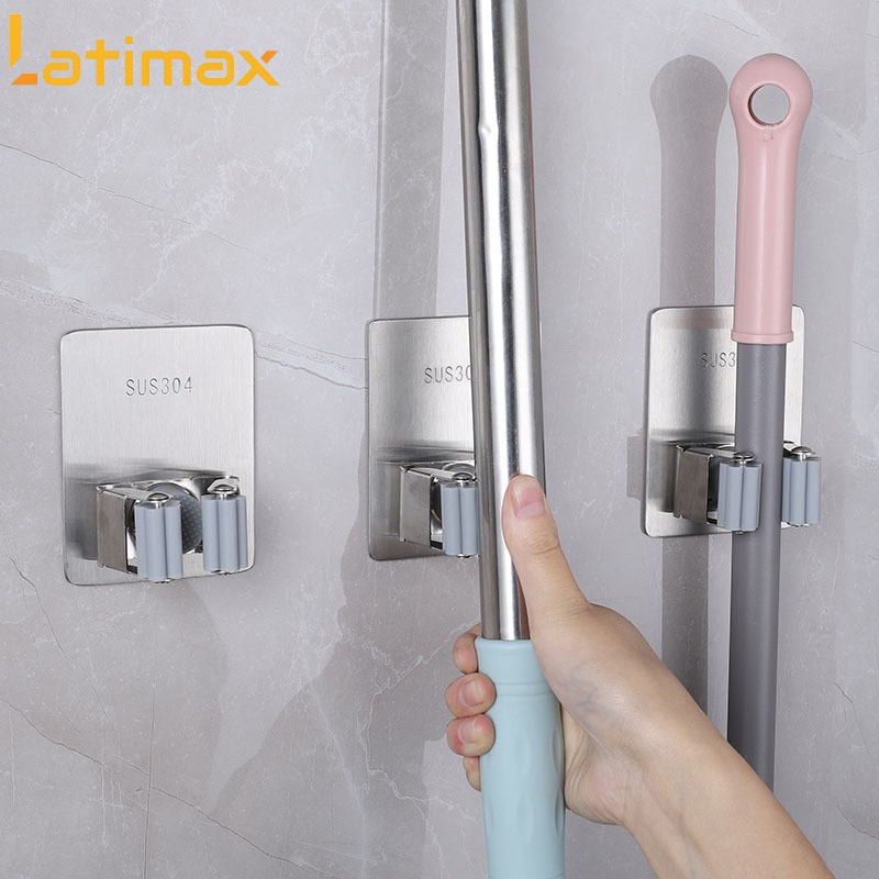 Móc Treo Cây Chổi Lau Nhà Latimax Inox 304 Cao Cấp - Dán Tường Không Khoan Đục