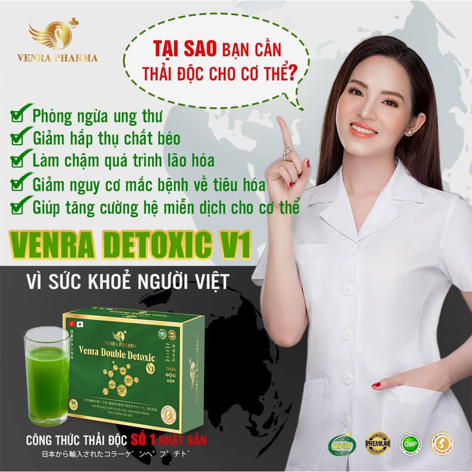 Thải độc kép Venra Double Detoxic,bổ sung chất xơ tiêu hóa, giúp nhuận tràng, tăng cường tiêu hóa