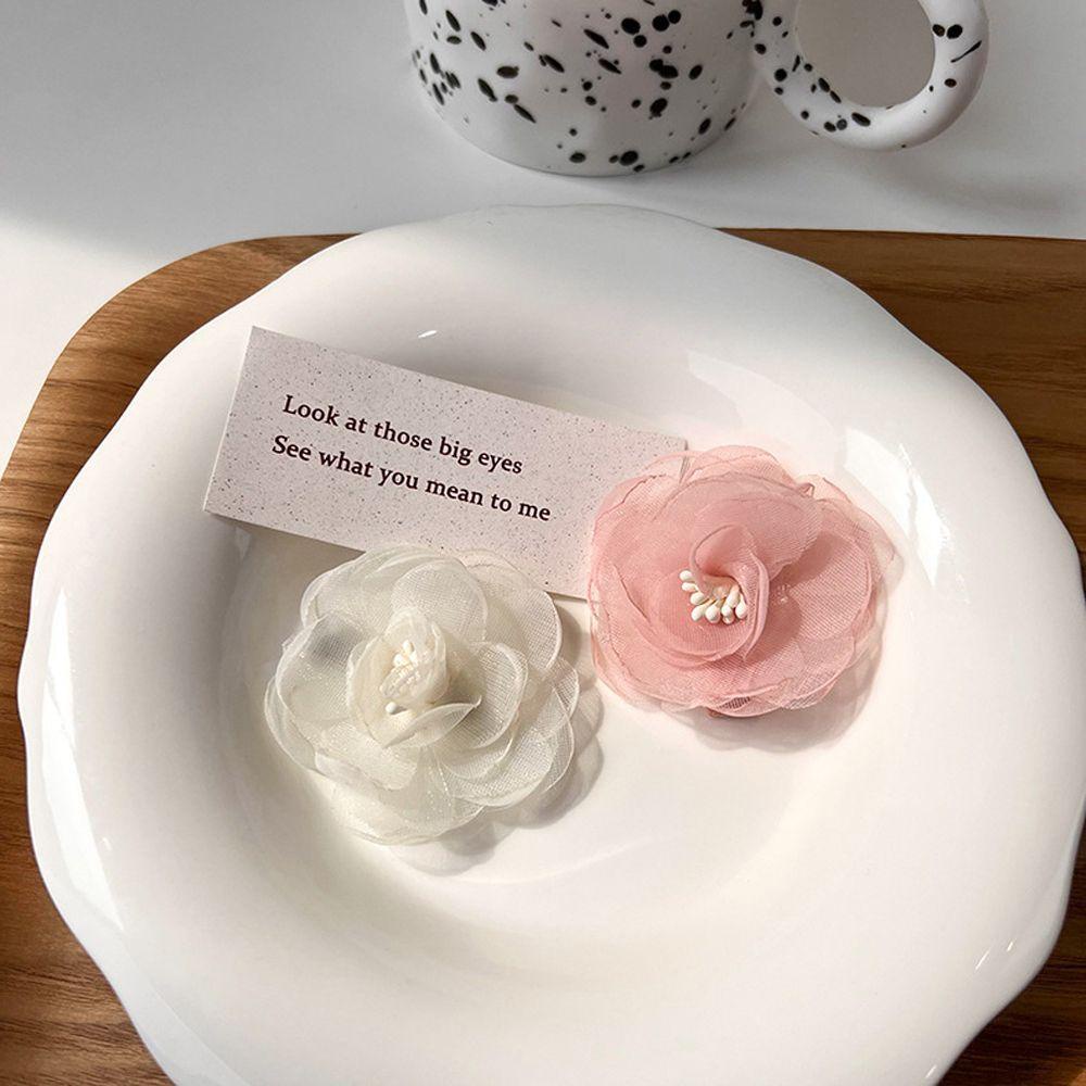 NICKOLAS Kẹp Tóc Hình Hoa Trà Phối Ren Xinh Xắn Thời Trang Cho Bé Gái