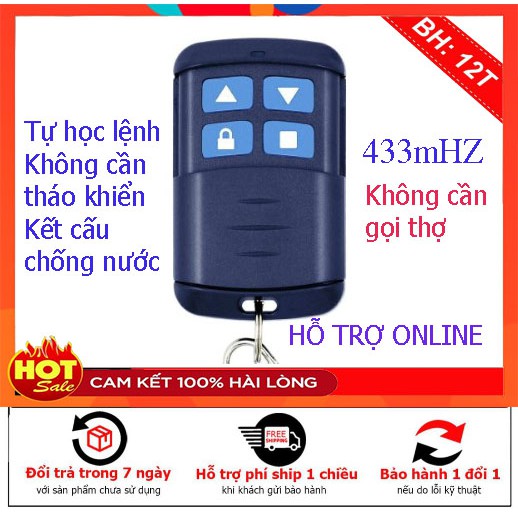 Remote, Chìa khóa, điều khiển cửa cuốn từ xa - có sẵn pin tần số 433Hz, 315Hz học lệnh