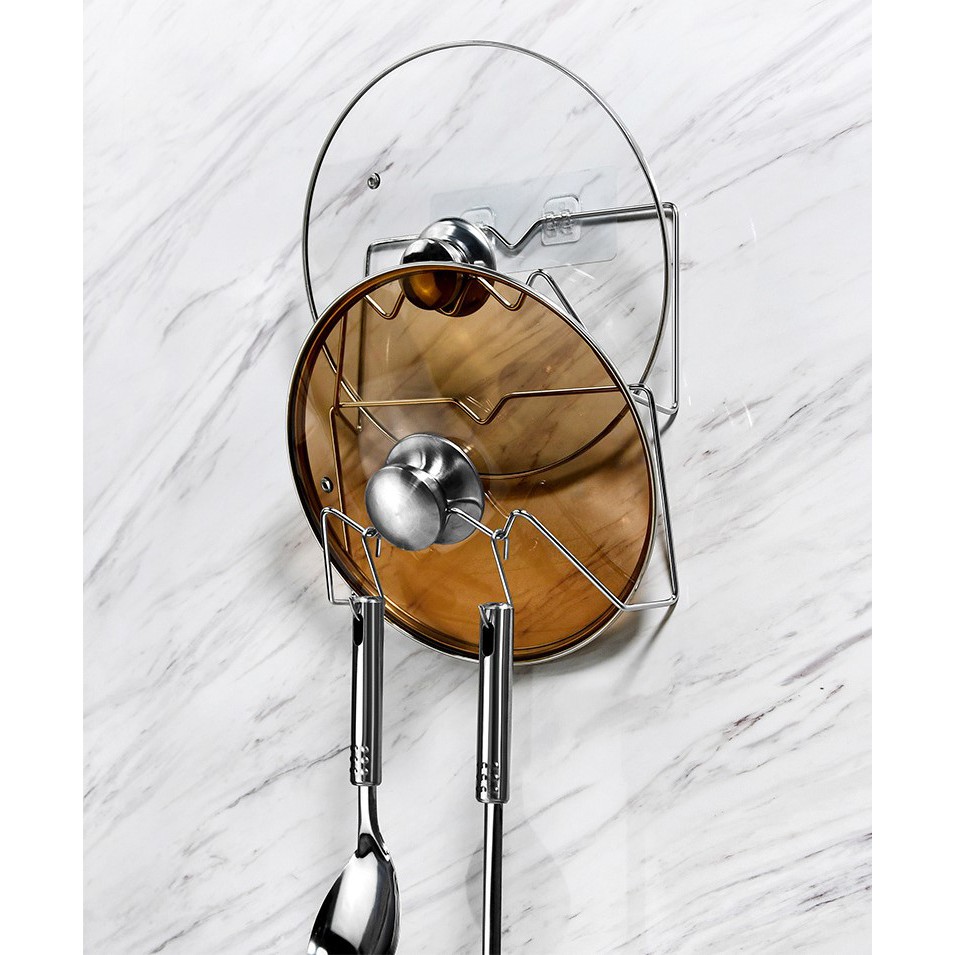 Giá Treo Vung Nồi, Giá Treo Thớt Inox SUS304 Dán Tường Tiện Lợi Không Khoan
