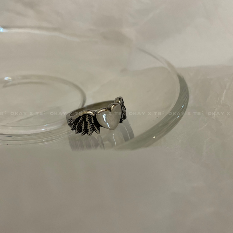 Nhẫn Hình Đôi Cánh Thiên Thần Phong Cách Retro Đường Phố