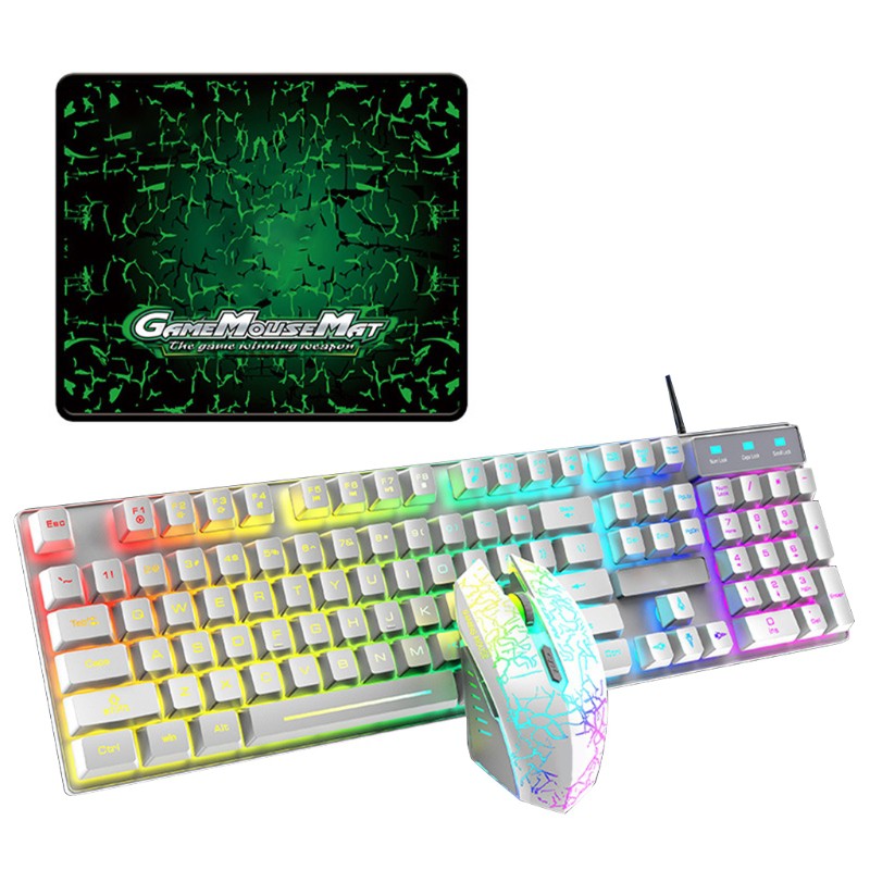 Set Bàn Phím + Chuột Quang Chơi Game Có Dây T6Rgb + Bộ Phụ Kiện Đi Kèm