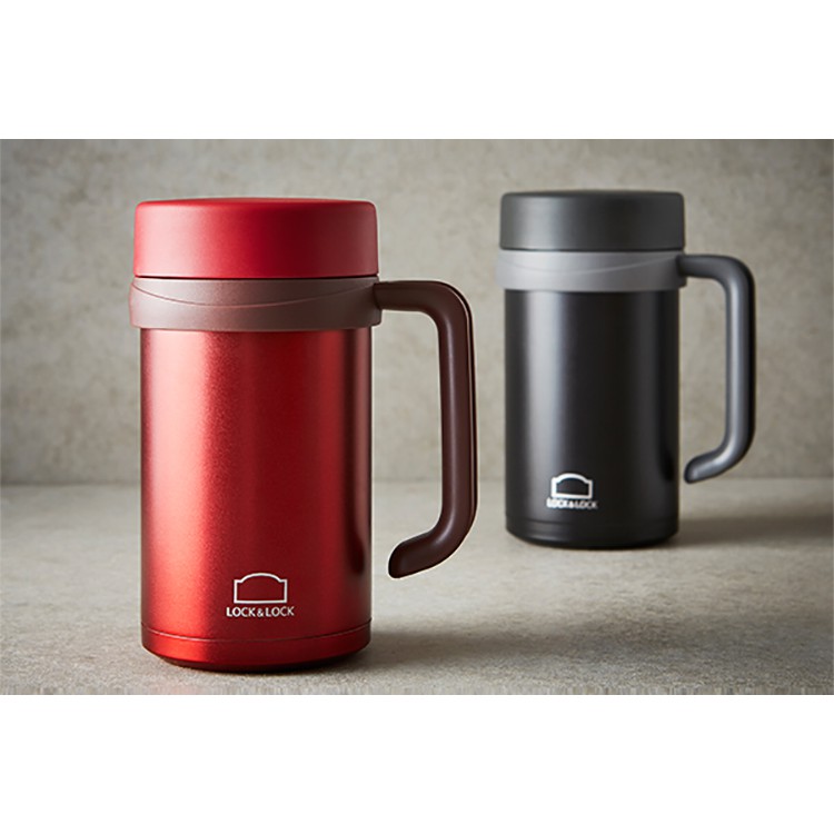 Ly giữ nhiệt Lock&amp;Lock 500ml có tay cầm New Basic Table LHC4026 - Hàng chính hãng, miệng ly rộng - JoyMall