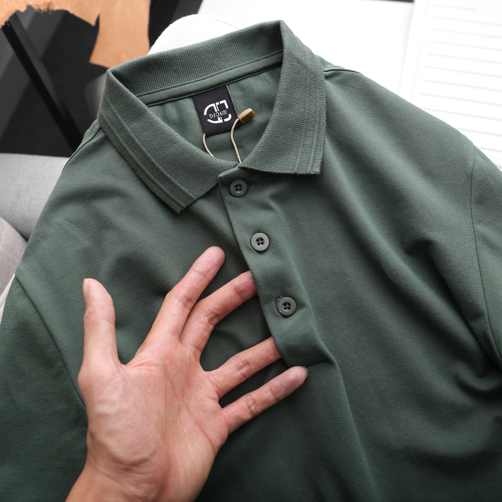 Áo polo DJOHN basic chất vải cá sấu form slim trẻ trung , Áo thun nam cổ bẻ trơn bigsize - 3bros