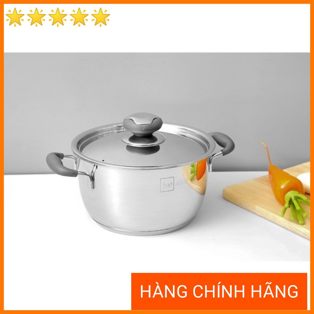 Nồi inox 24 cm 3 đáy quai bọc nhựa inox 430 ( hàng chính hãng, bảo hành 5 năm)