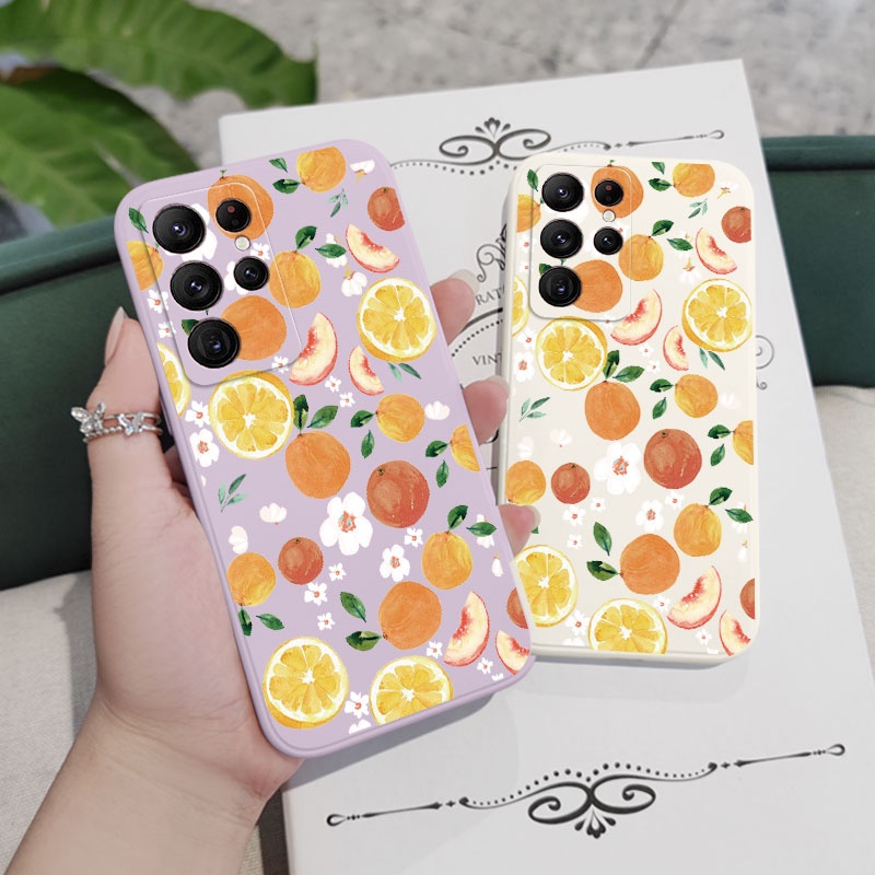 Ốp Điện Thoại Màu Nước Cam Cho Samsung Galaxy S23 S22 Ultra Plus