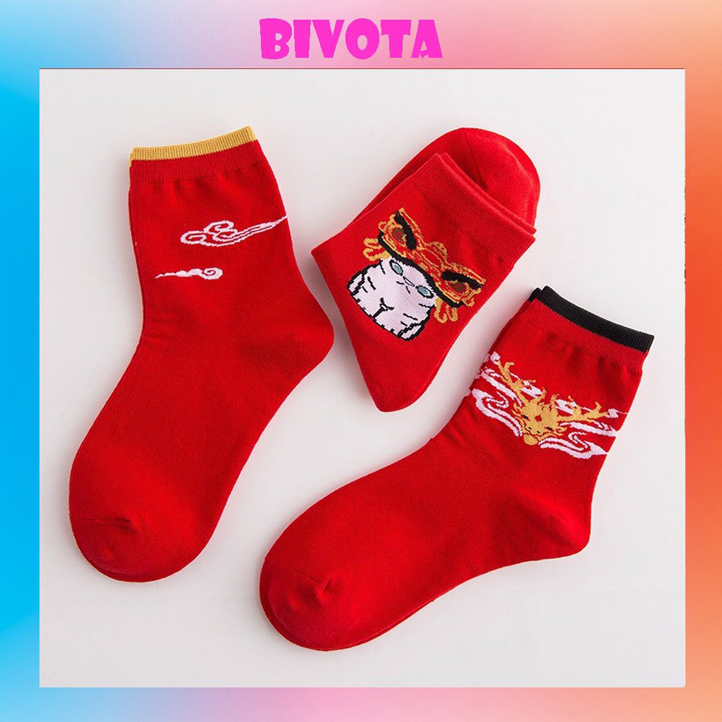 Tất cổ cao Bivota vớ cổ cao may mắn mèo thần tài rồng mây siêu đẹp T119