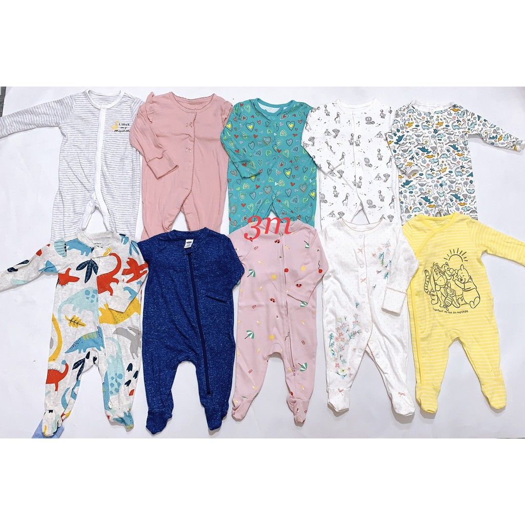 [HÀNG LOẠI 1]  Body Sleepsuit cotton xuất dư liền tất dành cho bé trai bé gái 0-24m[NGẪU NHIÊN]