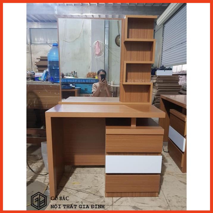 Bàn trang điểm kèm ghế kích thước rộng 80cm gỗ MDF phủ Melamine 3 ngăn kéo tặng kèm ghế