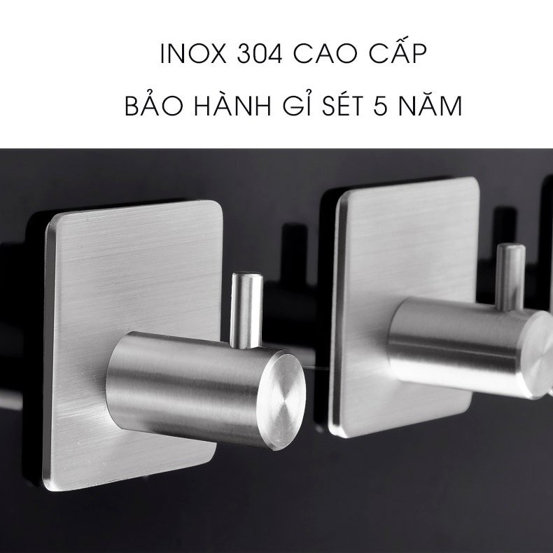 Móc treo quần áo decor INOX SUS304 Dán Tường siêu chắc - Móc INOX Trụ