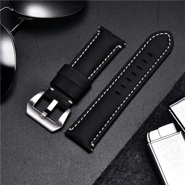Dây Da Khóa Kim Loại Cho Đồng Hồ Đeo Tay 22mm 24mm 26mm