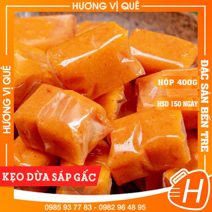 Kẹo Dừa Sáp Vị Gấc - Hủ 400g - Đặc Sản Xứ Dừa Bến Tre