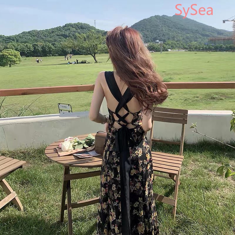 Đầm Hai Dây Họa Tiết Hoa Phong Cách Vintage Pháp Hợp Mùa Hè