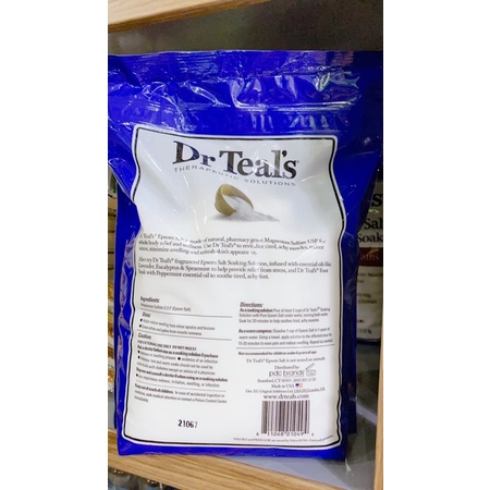 Muối tắm Dr Teal’s Pure Epsom Salt Therapeutic Soak 2,72kg