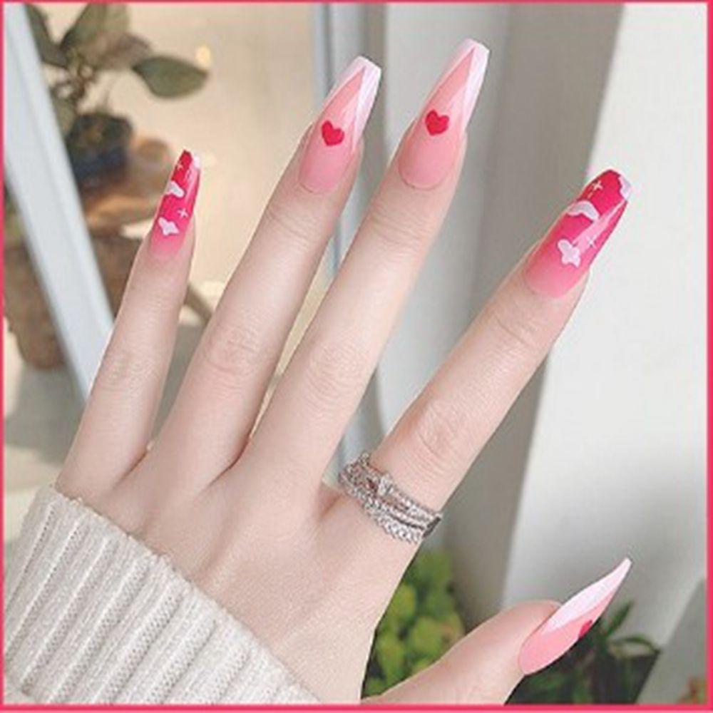 Hộp 24 Móng Tay Giả Che Phủ Toàn Diện Có Thể Tháo Rời