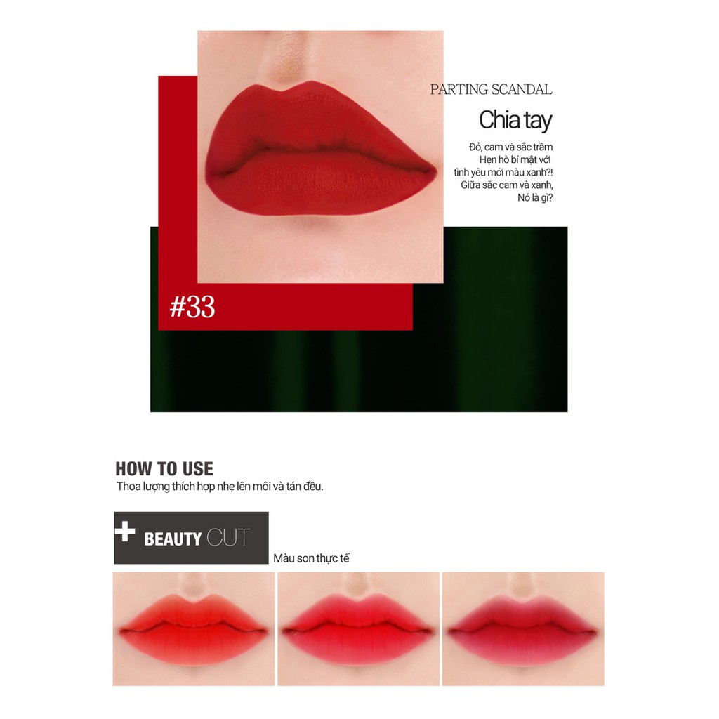 Son kem lì Bbia Last Velvet Lip Tint Version 7 RED SCANDAL - 31 Dating Scandal - Màu Đỏ Tươi Ánh Cam 5g | BigBuy360 - bigbuy360.vn