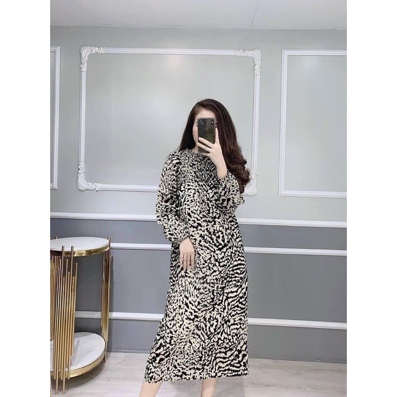 ( Ảnh thật + Video ) Đầm suông hoạ tiết beo